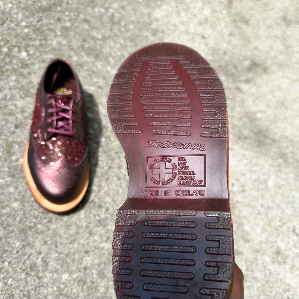 Dr. Martens Burgundy Brogue Shoes - Picture 3 of 6